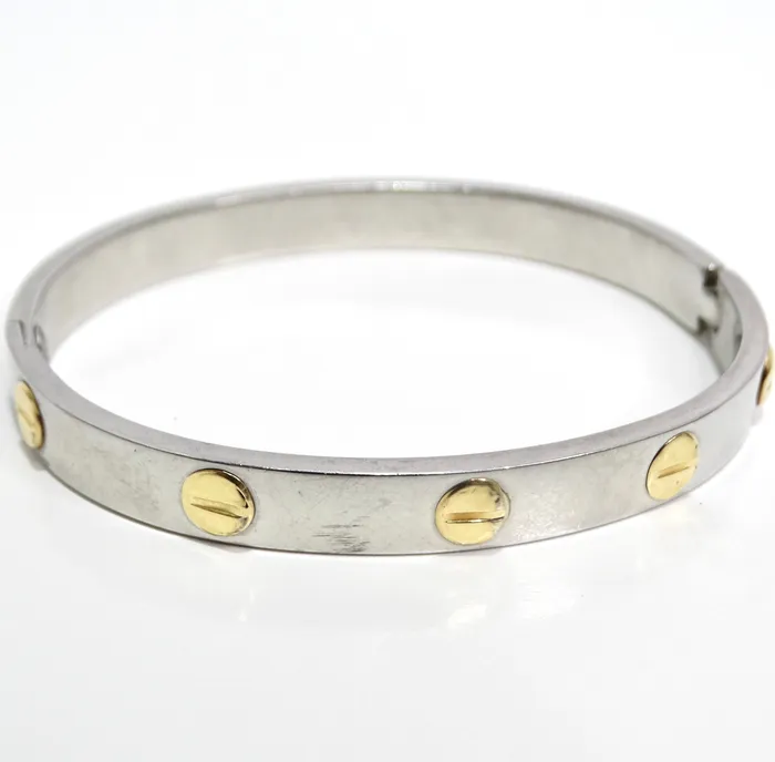Vintage by Misty 18K Gold Cartier Love Inspired Silver Bracelet Bracelets