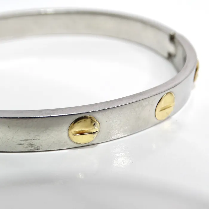 Vintage by Misty 18K Gold Cartier Love Inspired Silver Bracelet Bracelets