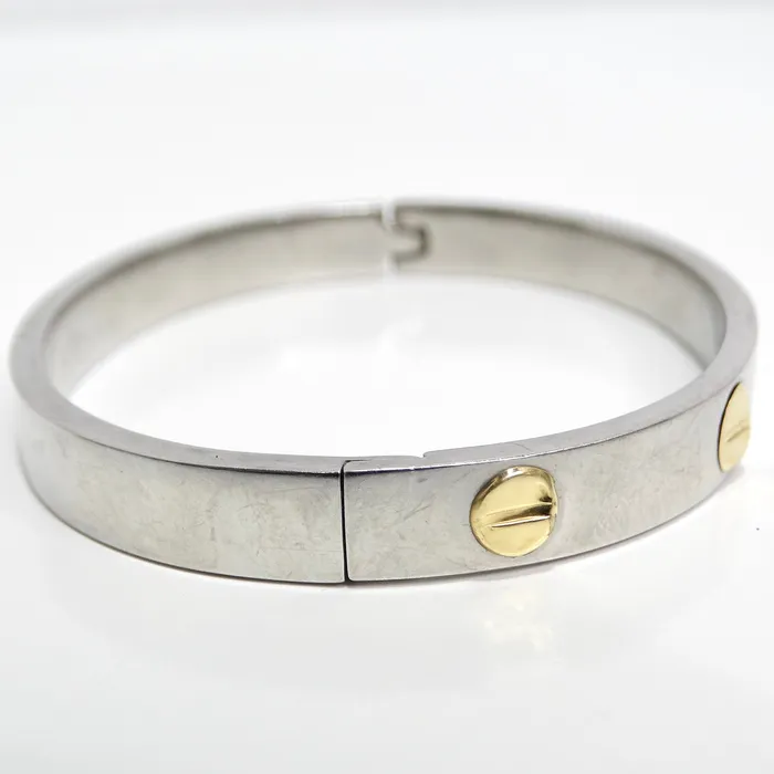 Vintage by Misty 18K Gold Cartier Love Inspired Silver Bracelet Bracelets