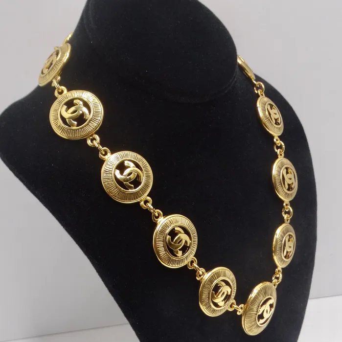 Vintage by Misty Chanel 1980s Logo Medallion Charm Necklace and Bracelet Set Bracelets