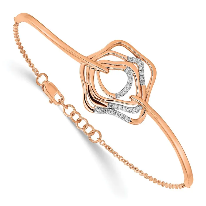 WB Choice Jewelry 14k Rose Gold Polish Diamond Fancy Swirl Bar 7in w5 ext BraceletWBCBM6876016RA Bracelets WB Choice Jewelry 14k Rose Gold Polish Diamond Fancy Swirl Bar 7in w5 ext BraceletWBCBM6876016RA Bracelets