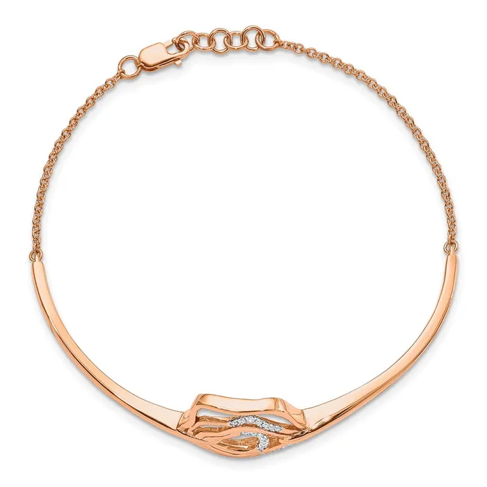 WB Choice Jewelry 14k Rose Gold Polish Diamond Fancy Swirl Bar 7in w5 ext BraceletWBCBM6876016RA Bracelets WB Choice Jewelry 14k Rose Gold Polish Diamond Fancy Swirl Bar 7in w5 ext BraceletWBCBM6876016RA Bracelets