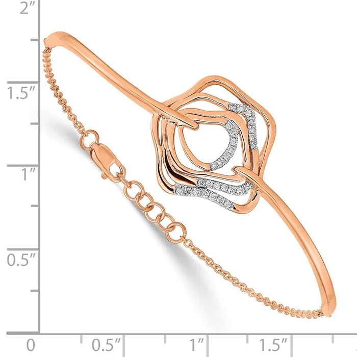 WB Choice Jewelry 14k Rose Gold Polish Diamond Fancy Swirl Bar 7in w5 ext BraceletWBCBM6876016RA Bracelets WB Choice Jewelry 14k Rose Gold Polish Diamond Fancy Swirl Bar 7in w5 ext BraceletWBCBM6876016RA Bracelets