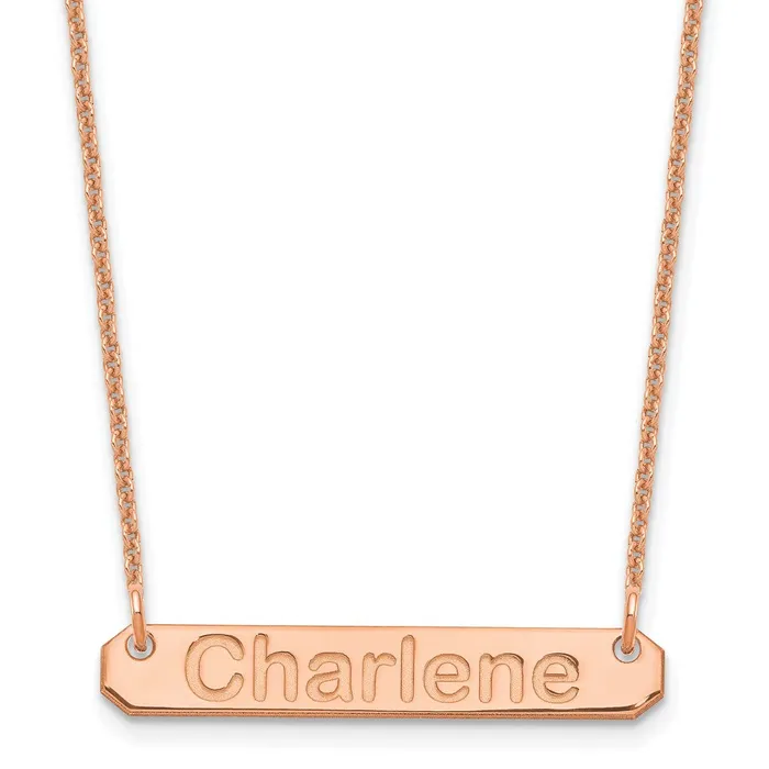 WB Choice Jewelry 14K Rose Gold Small Polished Arial Rounded Bar NecklaceWBCXNA1232R Necklaces WB Choice Jewelry 14K Rose Gold Small Polished Arial Rounded Bar NecklaceWBCXNA1232R Necklaces