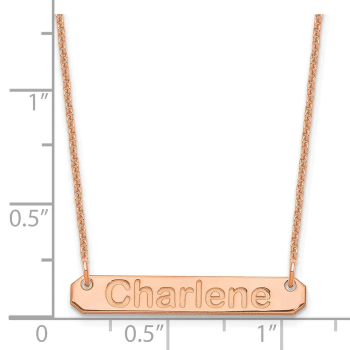 WB Choice Jewelry 14K Rose Gold Small Polished Arial Rounded Bar NecklaceWBCXNA1232R Necklaces WB Choice Jewelry 14K Rose Gold Small Polished Arial Rounded Bar NecklaceWBCXNA1232R Necklaces