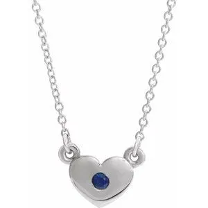 WB Choice Jewelry 14K White Blue Sapphire Heart 16 Necklace 8633560040PSTWBC Necklaces WB Choice Jewelry 14K White Blue Sapphire Heart 16 Necklace 8633560040PSTWBC Necklaces