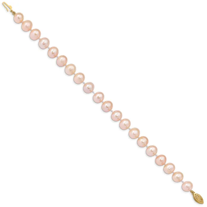 WB Choice Jewelry Bracelets 14k 89mm Pink Near Round Freshwater Cultured Pearl BraceletWBCPPN08075 WB Choice Jewelry Bracelets 14k 89mm Pink Near Round Freshwater Cultured Pearl BraceletWBCPPN08075