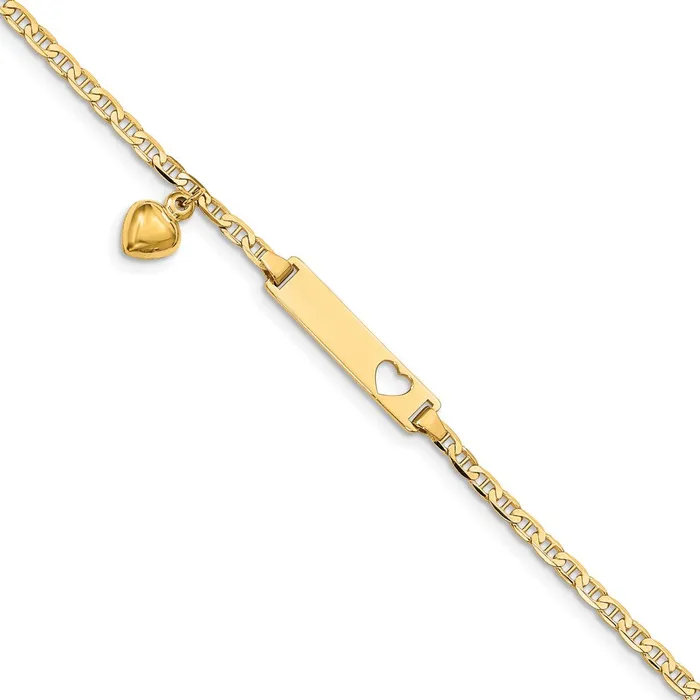 WB Choice Jewelry Bracelets 14k Cutout Heart wDangling Heart Childrens Anchor Link ID BraceletWBCBID1016 WB Choice Jewelry Bracelets 14k Cutout Heart wDangling Heart Childrens Anchor Link ID BraceletWBCBID1016