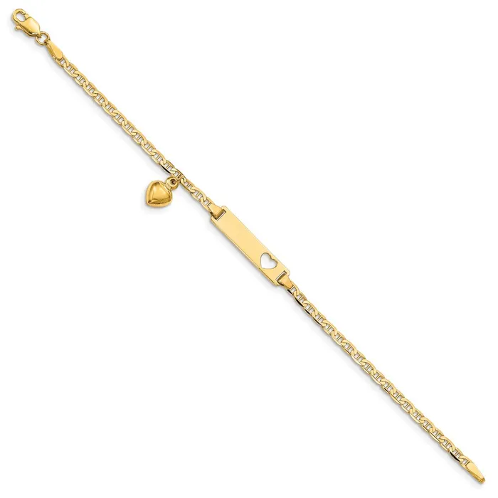WB Choice Jewelry Bracelets 14k Cutout Heart wDangling Heart Childrens Anchor Link ID BraceletWBCBID1016 WB Choice Jewelry Bracelets 14k Cutout Heart wDangling Heart Childrens Anchor Link ID BraceletWBCBID1016