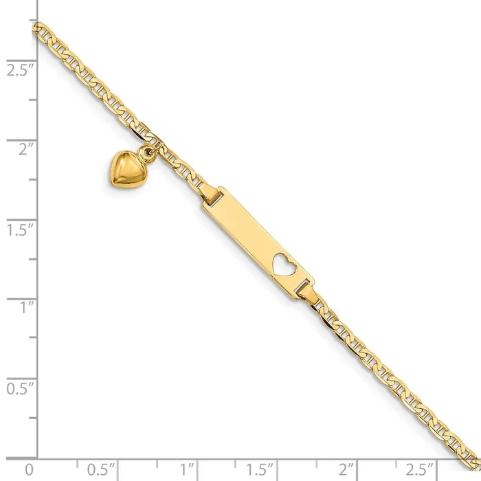 WB Choice Jewelry Bracelets 14k Cutout Heart wDangling Heart Childrens Anchor Link ID BraceletWBCBID1016 WB Choice Jewelry Bracelets 14k Cutout Heart wDangling Heart Childrens Anchor Link ID BraceletWBCBID1016