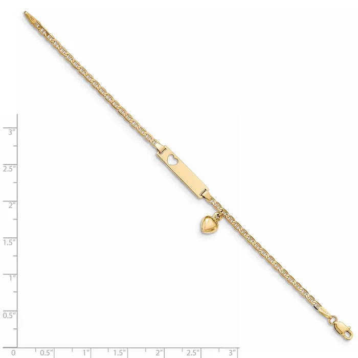 WB Choice Jewelry Bracelets 14k Cutout Heart wDangling Heart Childrens Anchor Link ID BraceletWBCBID1016 WB Choice Jewelry Bracelets 14k Cutout Heart wDangling Heart Childrens Anchor Link ID BraceletWBCBID1016