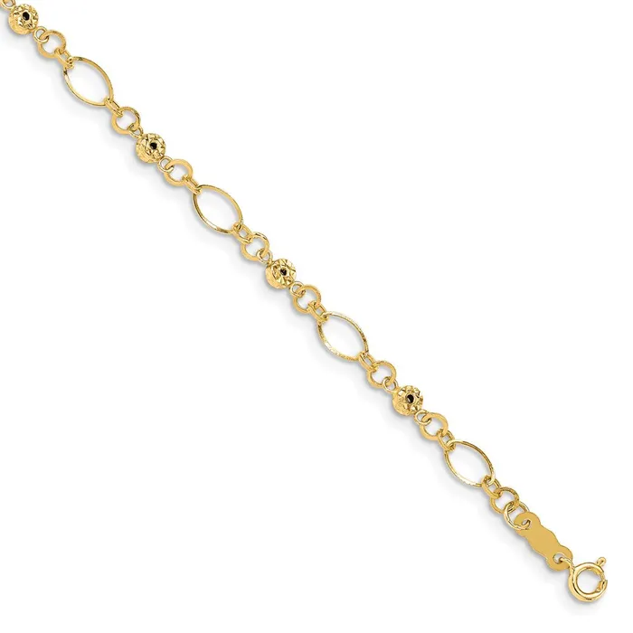 WB Choice Jewelry Bracelets 14k Polished Diamondcut Ovals Donut Beads BraceletWBCFB146775 WB Choice Jewelry Bracelets 14k Polished Diamondcut Ovals Donut Beads BraceletWBCFB146775