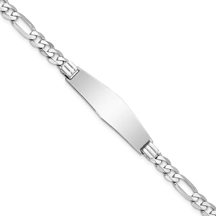 WB Choice Jewelry Bracelets 14k WG Figaro Link Soft Diamond Shape ID BraceletWBCLID78CW7 WB Choice Jewelry Bracelets 14k WG Figaro Link Soft Diamond Shape ID BraceletWBCLID78CW7