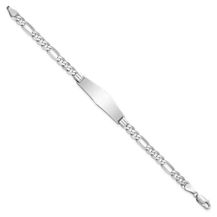 WB Choice Jewelry Bracelets 14k WG Figaro Link Soft Diamond Shape ID BraceletWBCLID78CW7 WB Choice Jewelry Bracelets 14k WG Figaro Link Soft Diamond Shape ID BraceletWBCLID78CW7