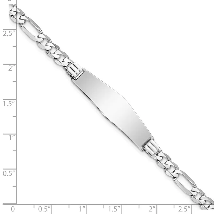 WB Choice Jewelry Bracelets 14k WG Figaro Link Soft Diamond Shape ID BraceletWBCLID78CW7 WB Choice Jewelry Bracelets 14k WG Figaro Link Soft Diamond Shape ID BraceletWBCLID78CW7