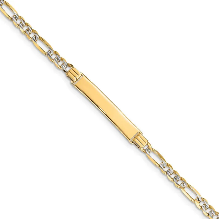 WB Choice Jewelry Bracelets 14k with Rhodium Pav Figaro ID BraceletWBCFW100ID8 WB Choice Jewelry Bracelets 14k with Rhodium Pav Figaro ID BraceletWBCFW100ID8
