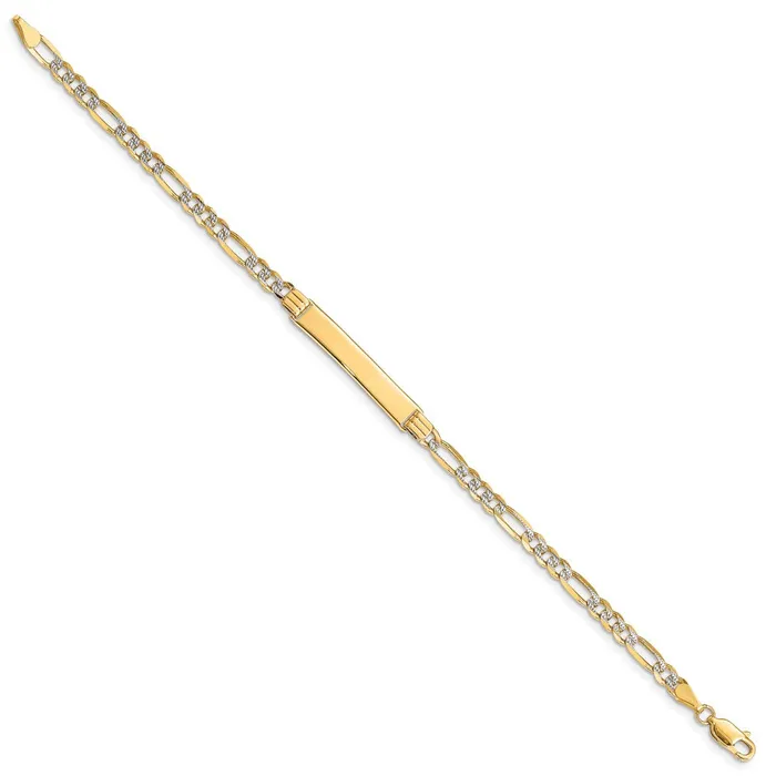 WB Choice Jewelry Bracelets 14k with Rhodium Pav Figaro ID BraceletWBCFW100ID8 WB Choice Jewelry Bracelets 14k with Rhodium Pav Figaro ID BraceletWBCFW100ID8