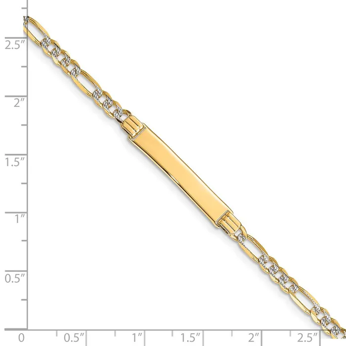 WB Choice Jewelry Bracelets 14k with Rhodium Pav Figaro ID BraceletWBCFW100ID8 WB Choice Jewelry Bracelets 14k with Rhodium Pav Figaro ID BraceletWBCFW100ID8