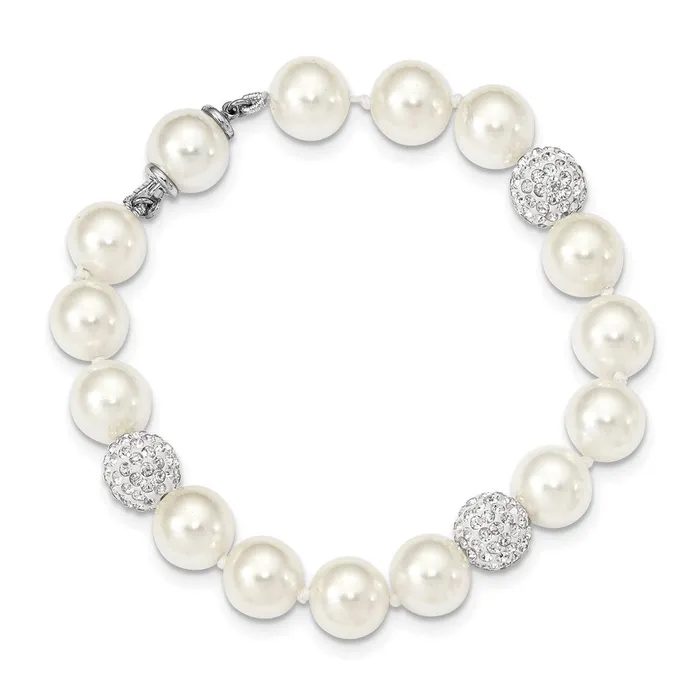 WB Choice Jewelry Bracelets Sterling Silver Majestik Rhodplated 1011mm Shell Crystal BraceletWBCQMJB106W8 WB Choice Jewelry Bracelets Sterling Silver Majestik Rhodplated 1011mm Shell Crystal BraceletWBCQMJB106W8