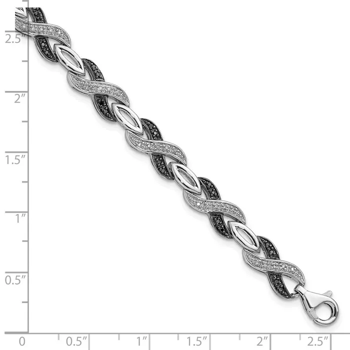 WB Choice Jewelry Bracelets Sterling Silver Rhod Plated Black White Diamond BraceletWBCQDX1220 WB Choice Jewelry Bracelets Sterling Silver Rhod Plated Black White Diamond BraceletWBCQDX1220