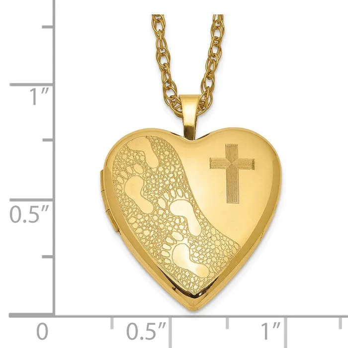 WB Choice Jewelry Necklaces 120 Gold Filled 20mm Cross Footprint Heart Locket NecklaceWBCQLS27918 WB Choice Jewelry Necklaces 120 Gold Filled 20mm Cross Footprint Heart Locket NecklaceWBCQLS27918