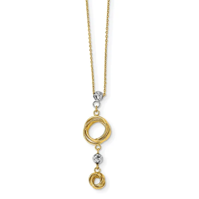WB Choice Jewelry Necklaces 14k Twotone Diamondcut Beads Love Knots NecklaceWBCSF263218 WB Choice Jewelry Necklaces 14k Twotone Diamondcut Beads Love Knots NecklaceWBCSF263218