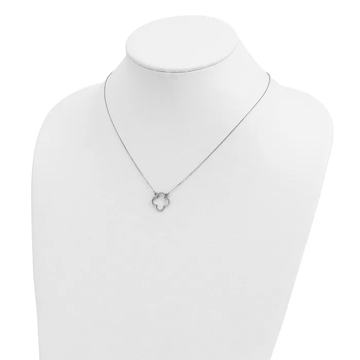 WB Choice Jewelry Necklaces 14k White Gold Small necklace Quatrefoil DesignWBCXP5054W WB Choice Jewelry Necklaces 14k White Gold Small necklace Quatrefoil DesignWBCXP5054W