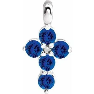 WB Choice Jewelry Necklaces Platinum Chatham Created Blue Sapphire Cross PendantR42363668PSTWBC WB Choice Jewelry Necklaces Platinum Chatham Created Blue Sapphire Cross PendantR42363668PSTWBC