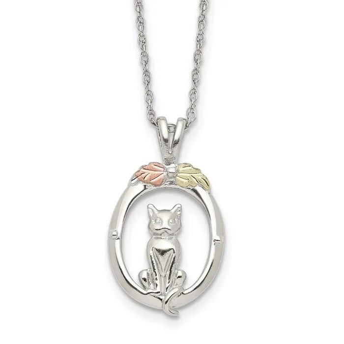 WB Choice Jewelry Necklaces Sterling Silver 12k Accents Cat NecklaceWBCQBH26518 WB Choice Jewelry Necklaces Sterling Silver 12k Accents Cat NecklaceWBCQBH26518