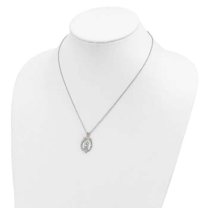WB Choice Jewelry Necklaces Sterling Silver 12k Accents Cat NecklaceWBCQBH26518 WB Choice Jewelry Necklaces Sterling Silver 12k Accents Cat NecklaceWBCQBH26518