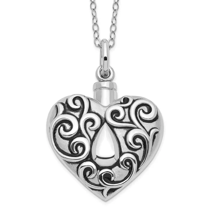 WB Choice Jewelry Necklaces Sterling Silver Antiqued Grieving Heart Ash Holder 18in NecklaceWBCQSX573 WB Choice Jewelry Necklaces Sterling Silver Antiqued Grieving Heart Ash Holder 18in NecklaceWBCQSX573