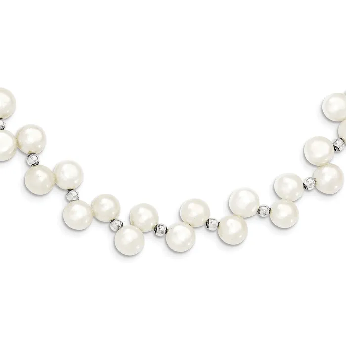 WB Choice Jewelry Necklaces Sterling Silver FW Cultured Button Pearl 16in NecklaceWBCQH185716 WB Choice Jewelry Necklaces Sterling Silver FW Cultured Button Pearl 16in NecklaceWBCQH185716