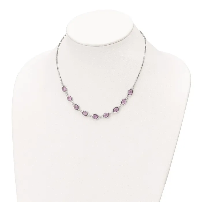 WB Choice Jewelry Necklaces Sterling Silver Rhodplated 135AM Amethyst w2 in ext NecklaceWBCQG6223AM17 WB Choice Jewelry Necklaces Sterling Silver Rhodplated 135AM Amethyst w2 in ext NecklaceWBCQG6223AM17