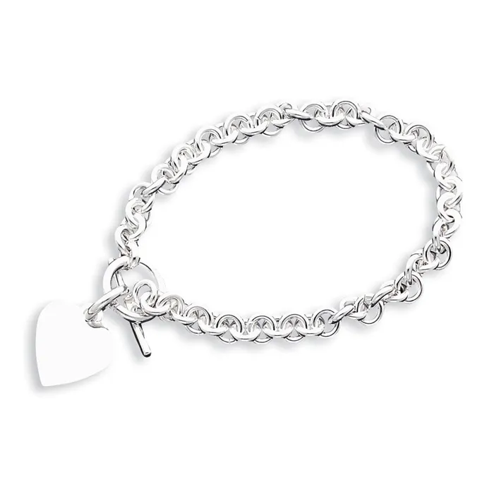 WB Choice Jewelry Sterling Silver Engraveable Heart Disc on Fancy Link Toggle NecklaceWBCQG114918 Necklaces WB Choice Jewelry Sterling Silver Engraveable Heart Disc on Fancy Link Toggle NecklaceWBCQG114918 Necklaces