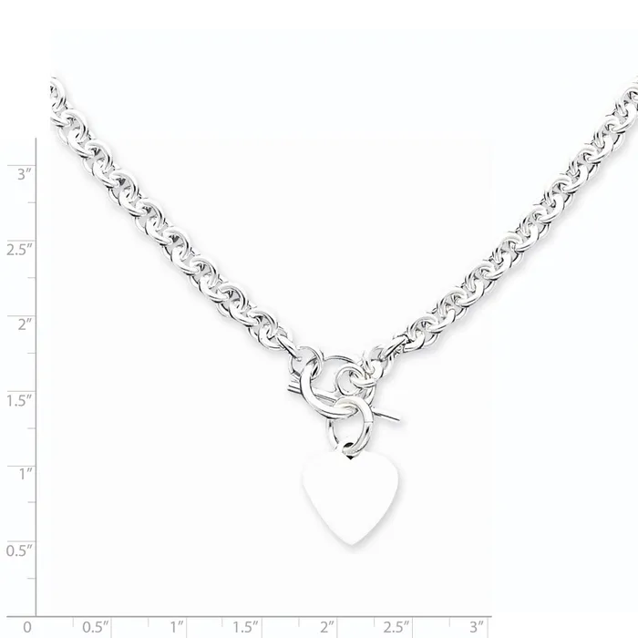 WB Choice Jewelry Sterling Silver Engraveable Heart Disc on Fancy Link Toggle NecklaceWBCQG114918 Necklaces WB Choice Jewelry Sterling Silver Engraveable Heart Disc on Fancy Link Toggle NecklaceWBCQG114918 Necklaces
