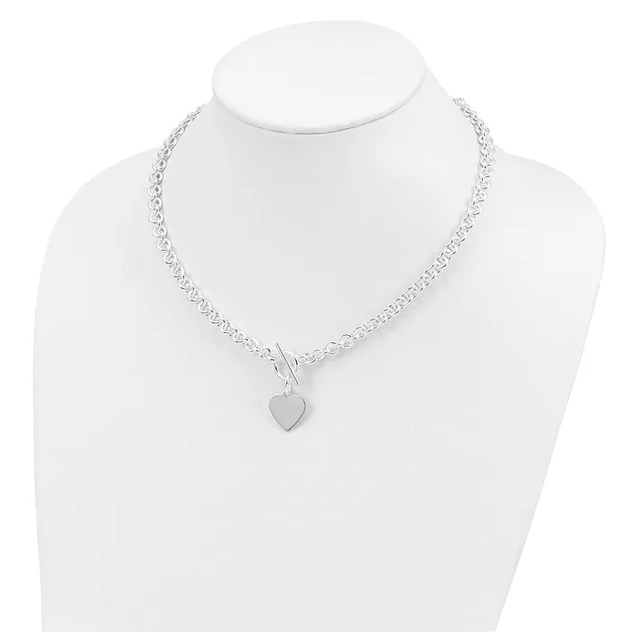 WB Choice Jewelry Sterling Silver Engraveable Heart Disc on Fancy Link Toggle NecklaceWBCQG114918 Necklaces WB Choice Jewelry Sterling Silver Engraveable Heart Disc on Fancy Link Toggle NecklaceWBCQG114918 Necklaces