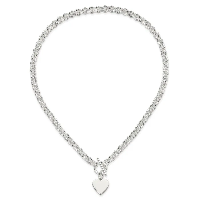 WB Choice Jewelry Sterling Silver Engraveable Heart Disc on Fancy Link Toggle NecklaceWBCQG114918 Necklaces WB Choice Jewelry Sterling Silver Engraveable Heart Disc on Fancy Link Toggle NecklaceWBCQG114918 Necklaces