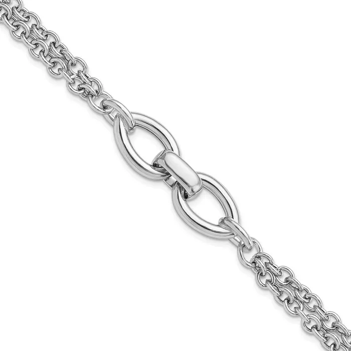 WB Choice Jewelry Sterling Silver Rhodiumpltd Double Chain w2 Oval Links BraceletWBCQG5846775 Bracelets WB Choice Jewelry Sterling Silver Rhodiumpltd Double Chain w2 Oval Links BraceletWBCQG5846775 Bracelets