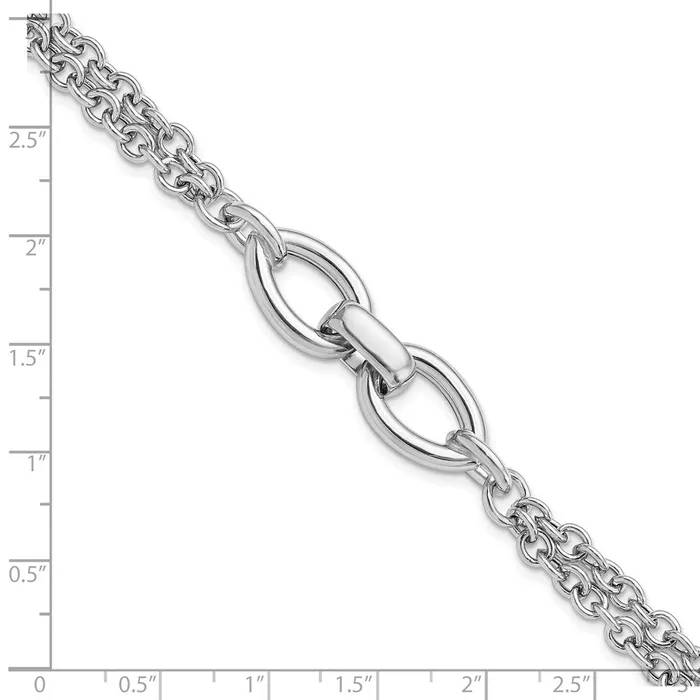 WB Choice Jewelry Sterling Silver Rhodiumpltd Double Chain w2 Oval Links BraceletWBCQG5846775 Bracelets WB Choice Jewelry Sterling Silver Rhodiumpltd Double Chain w2 Oval Links BraceletWBCQG5846775 Bracelets